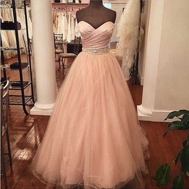 A-line Sweetheart Neckline Long Prom Dress With Pleated Chest