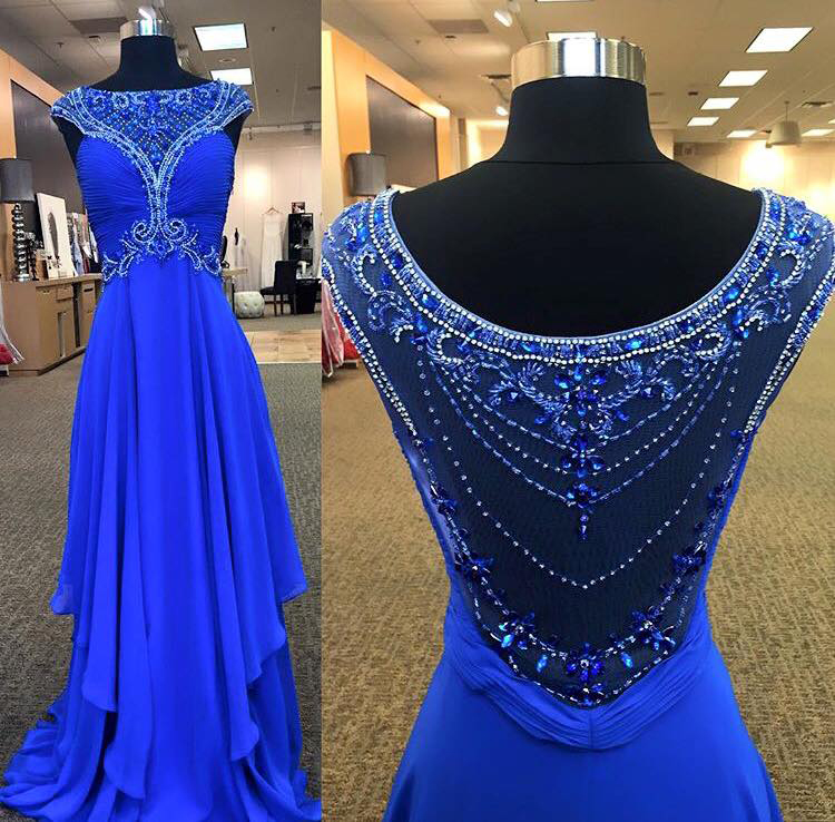 Royal Blue Chiffon Prom Dress