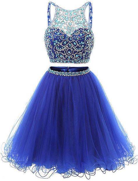 Two Pieces Short Royal Blue Graduation Dress