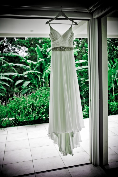 Chiffon And Lace Dress with Open Back Ivory