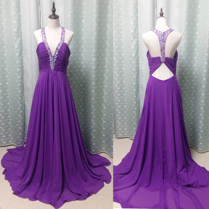 Purple Chiffon Prom Dress