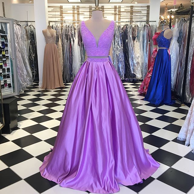 Light Purple Two Pieces Prom Dress