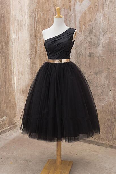 One Shoulder Dress, Short Black Dress, Homecoming Dress, Short Cocktail Dress