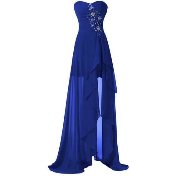Sleeveless Royal Blue Cocktail Dress With Slit