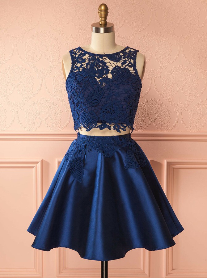 Short Party Dress Royal Blue Two Piece Junior Prom Dress