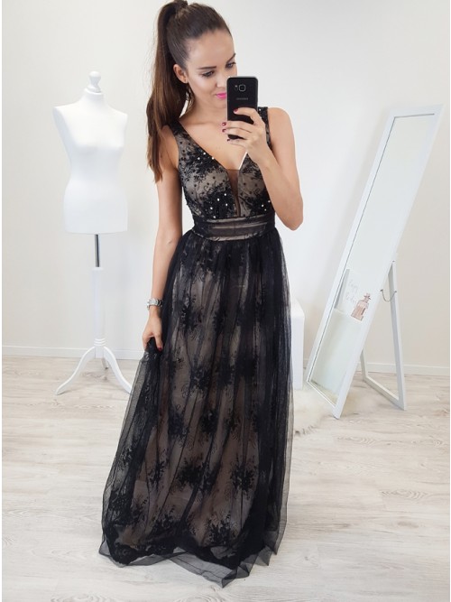 backless blue lace dress Blue Lace Maxi Dress with Cut Out main image 0