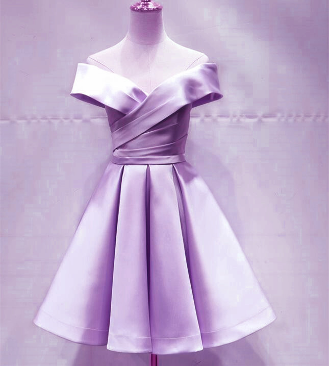 Off The Shoulder Lilac Semi Formal Occasion Dresses Short