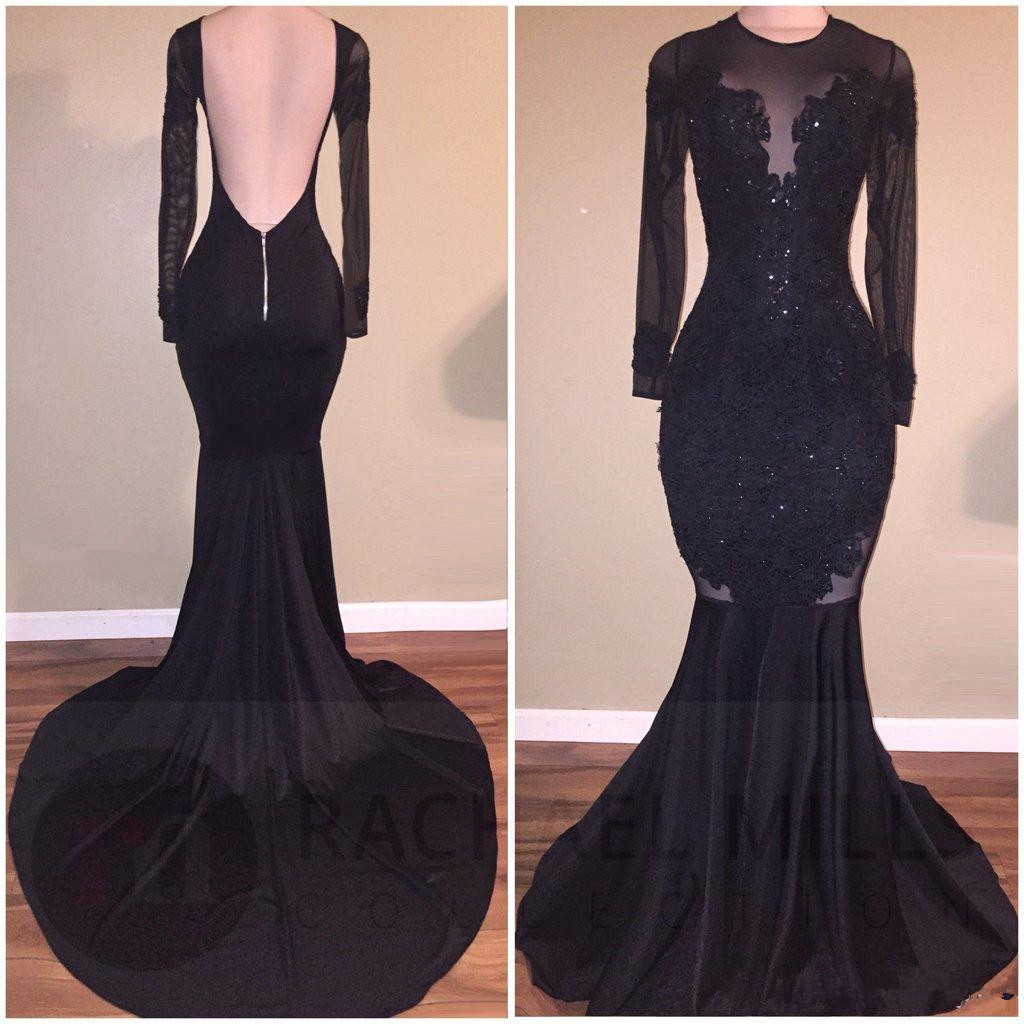 Backless Black Prom Dress With Long Sleeves on Luulla — free download