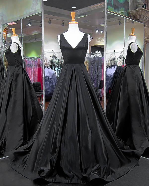 V Neck Black Prom Dress on Luulla