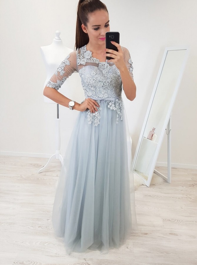 light grey evening dress