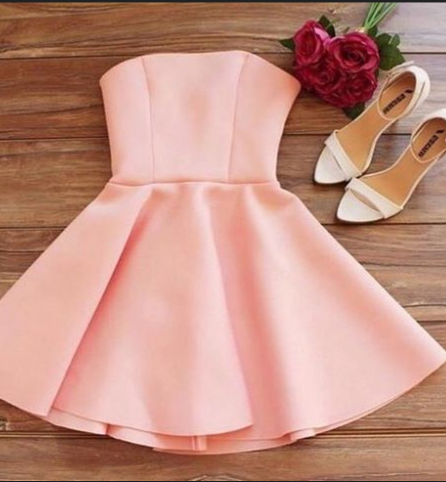 strapless pink homecoming dress Curve Strapless Satin Tulle Short Pink Homecoming Dress – loveangeldress