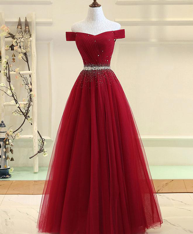 Off The Shoulder Bright Red Pageant Dress Long Evening Gown