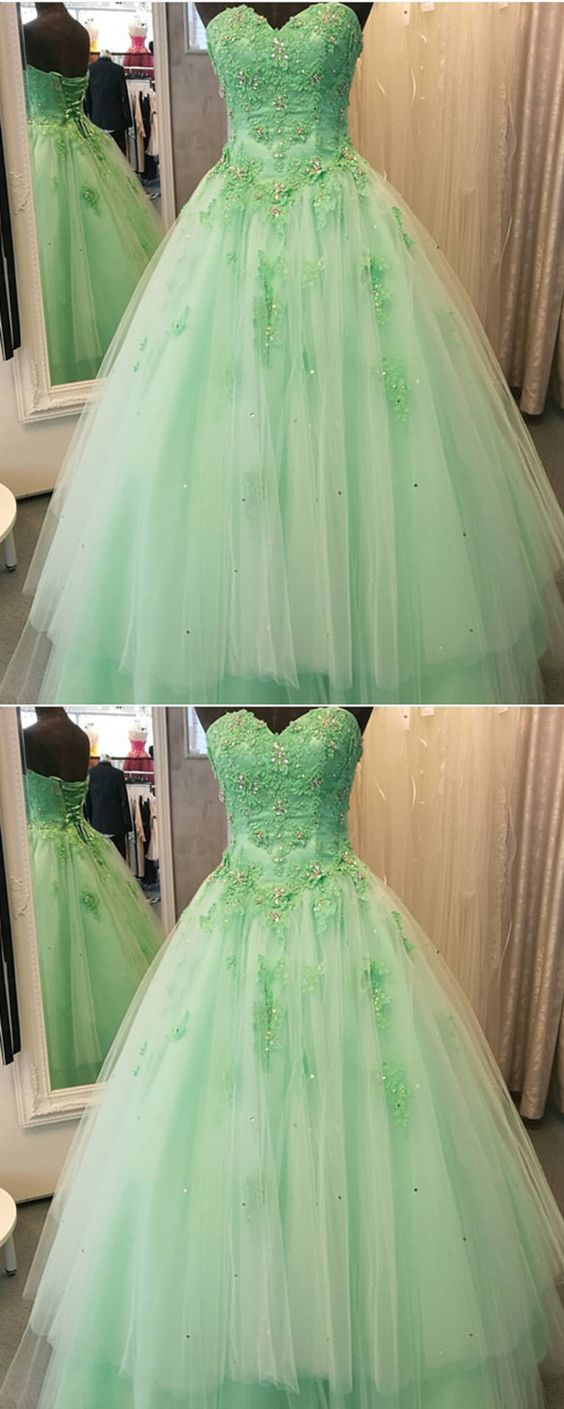 Sleeveless Mint Quinceanera Dress With Appliques on Luulla
