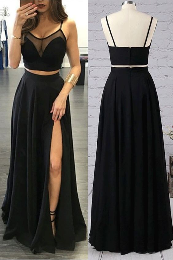 Two Pieces Party Dress With Slit Skirt