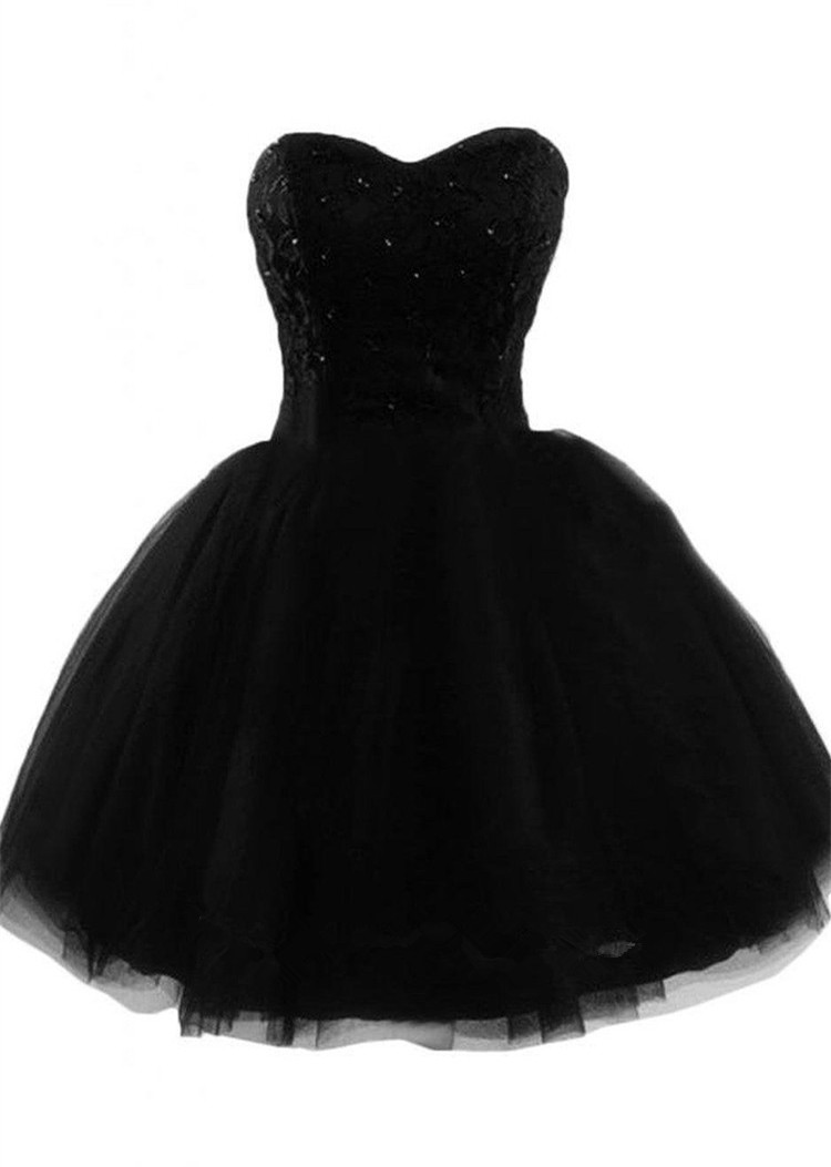 Sleeveless Short Black Party Dress With Corset Back on Luulla