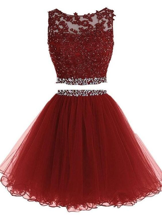 Two Pieces Homecoming Dress With Beads