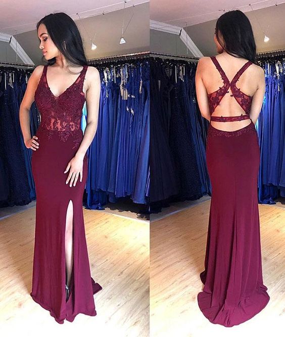 Rome Jersey Illusion Side Slit Long Dress