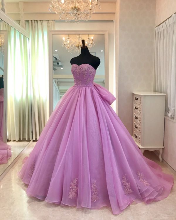 Lavender Ball Gown Prom Dress With Appliques