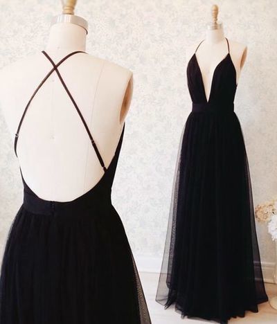 Black Formal Dress With Criss Cross Back