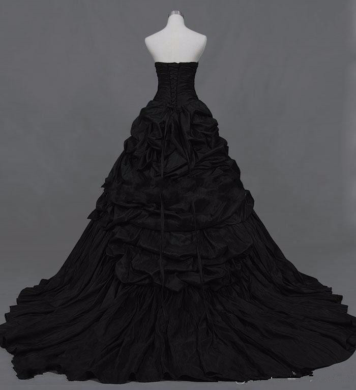 Gothic Black Taffeta Ball Gown Wedding Dress on Luulla