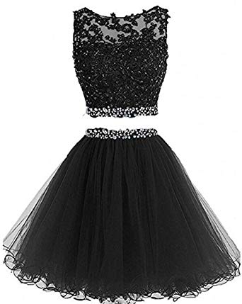 Black Two Pieces Homecoming Party Dress