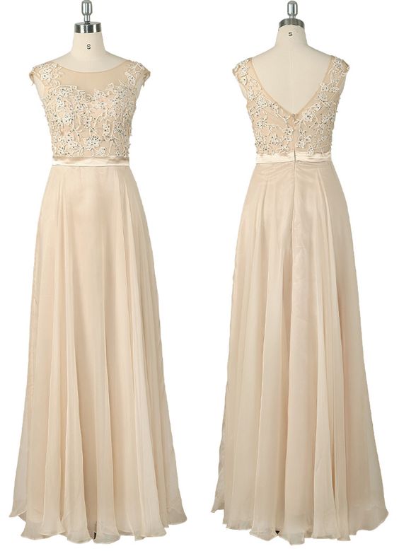 Long Chiffon Evening Gown Formal Occasion Dress With Lace