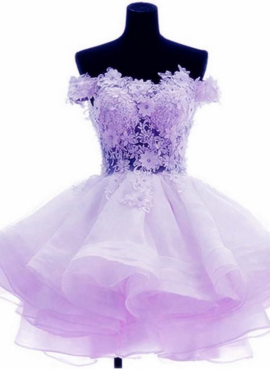 Shoulder Lavender Short Party Dress ...