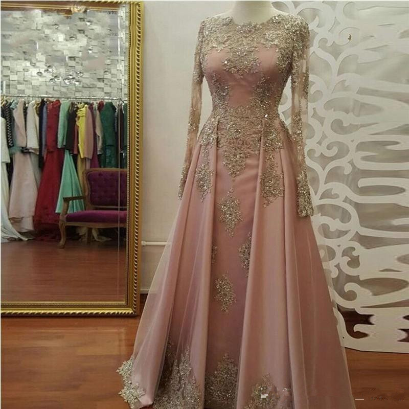 Long Sleeves Evening Gown Pageant Dress With Beads