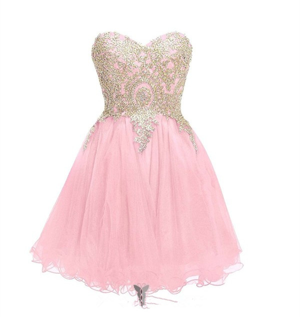 white christmas dresses Zapaka Women Cute Pink A Line Strapless Homecoming Dress with Bows Beaded Corset Ruffle Short Party Dress, Pink / US6 main image 0