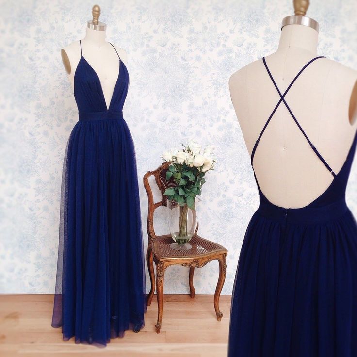 Plunging Neck Floor Length Pageant Dress Backless Prom Dress on Luulla