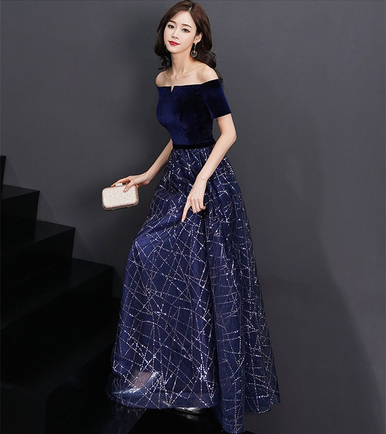 Glitter Formal Occasion Dresses Evening Gowns With Velvet Bodice