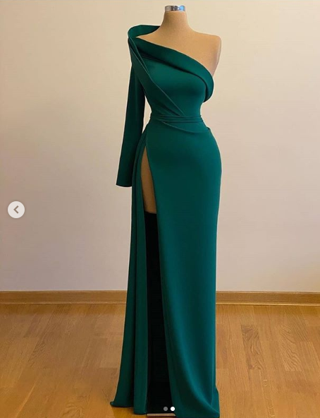 formal dress shop bangor One Shoulder Long Sleeve Yellow Chiffon Prom Dresses,CP0005 – clover sew main image 0