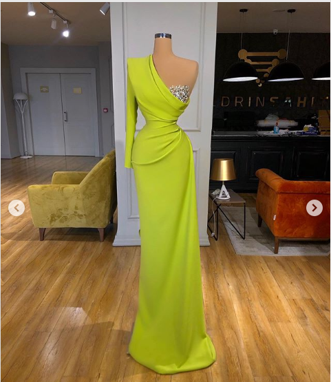 One Shoulder Long Sheath Evening Gown