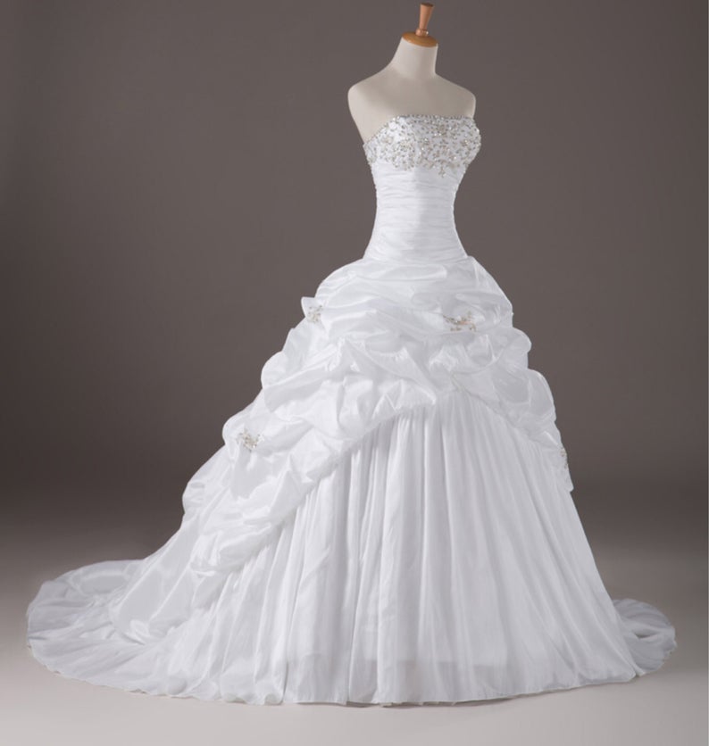 Strapless Ruched Ball Gown Wedding Dress