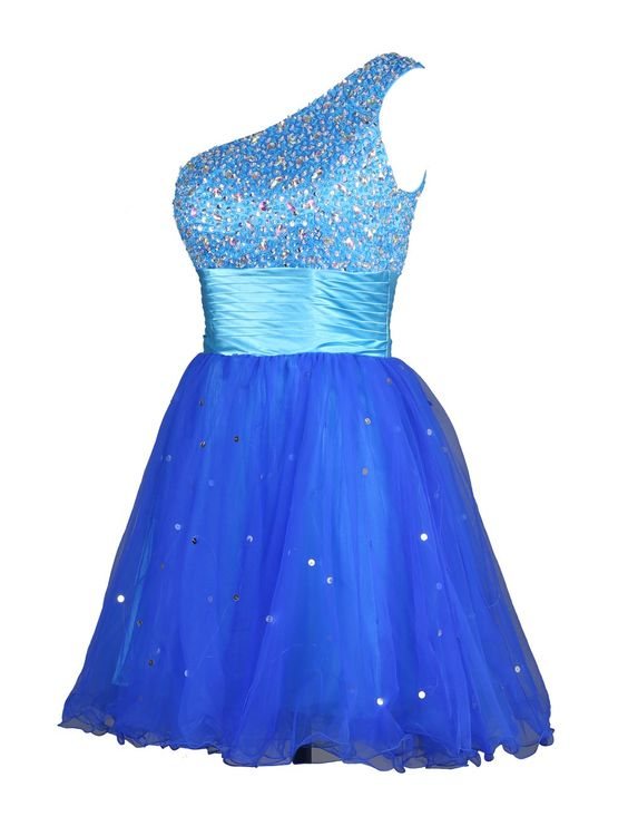One Shoulder Blue Short Homecoming Dresses Hoco Party