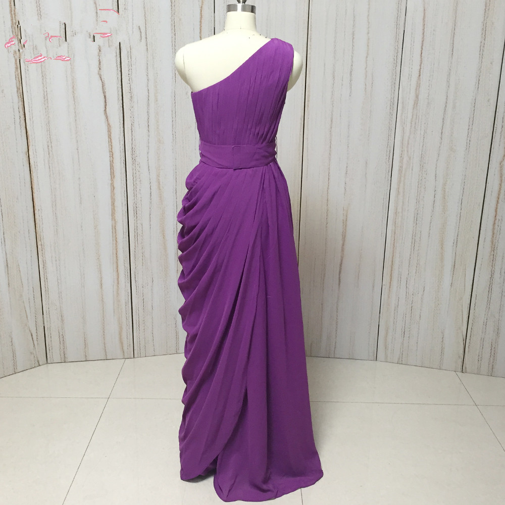 One Shoulder Purple Long Evening Gown Pleated Pageant Dresses on Luulla