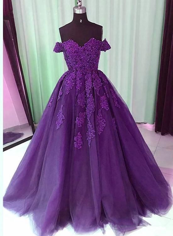 Off The Shoulder Purple Evening Gown Pageant Dress
