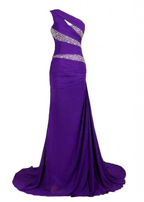 One Shoulder Long Purple Eveniing Gowns Pageant Dress