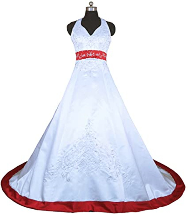 Halter Embroidered Wedding Dress
