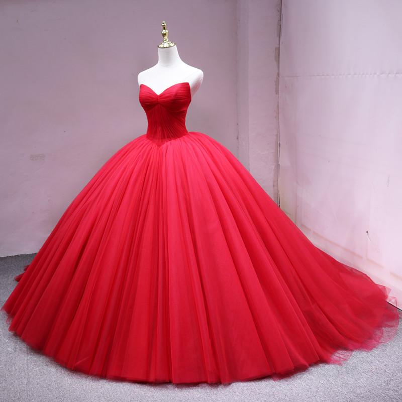 Sweetheart Red Ball Gown Evening Dress For Party
