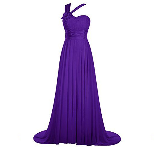 One Shoulder Formal Dress Evening Gown Puple Long Bridesmaids Dresses ...