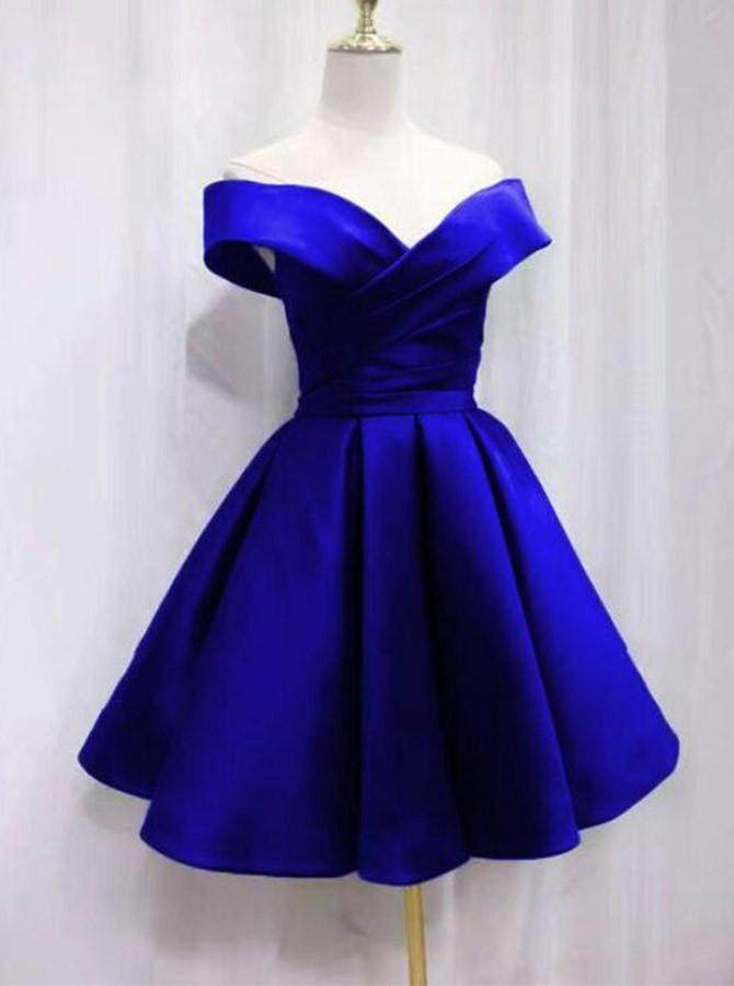 Off Shoulder Royal Blue Party Dresses Hoco