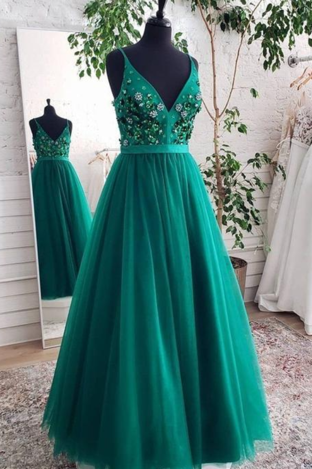 Dark Green Long Evening Dress For Party Formal Occasion