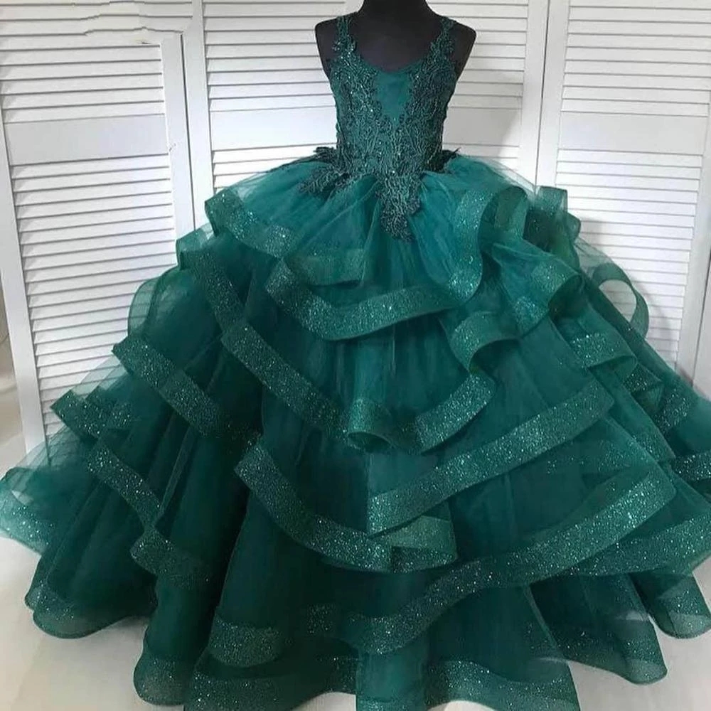 Dark Green Ball Gown Girl Pageant Dress Formal Occasion