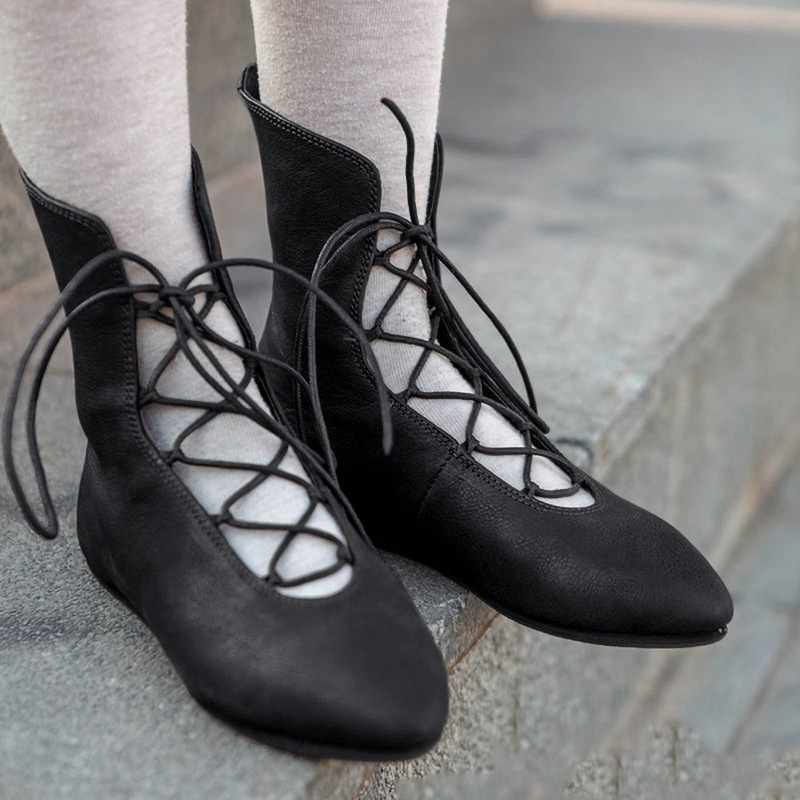 Lace-up Flat Women Leather Shoes