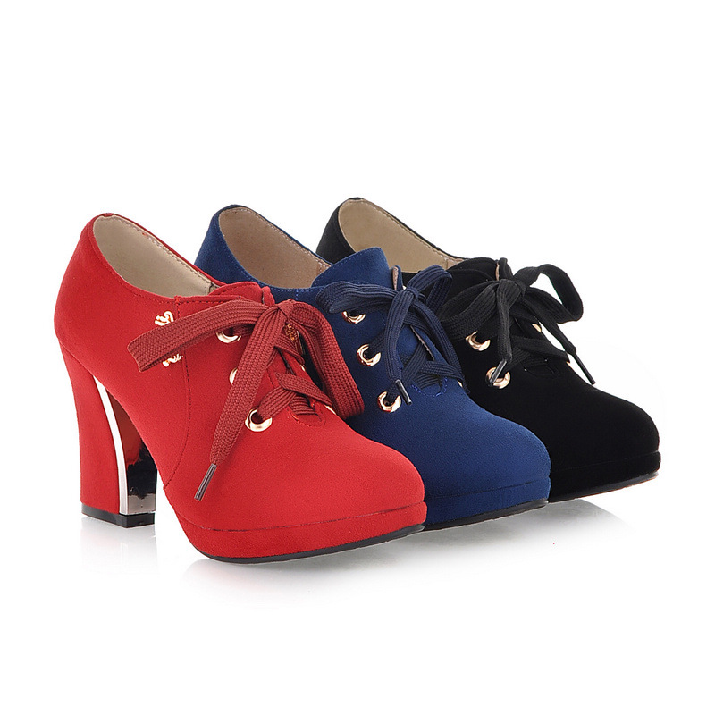 Lace-up Chunky Oxford Pumps Women Shoes Platform Boots