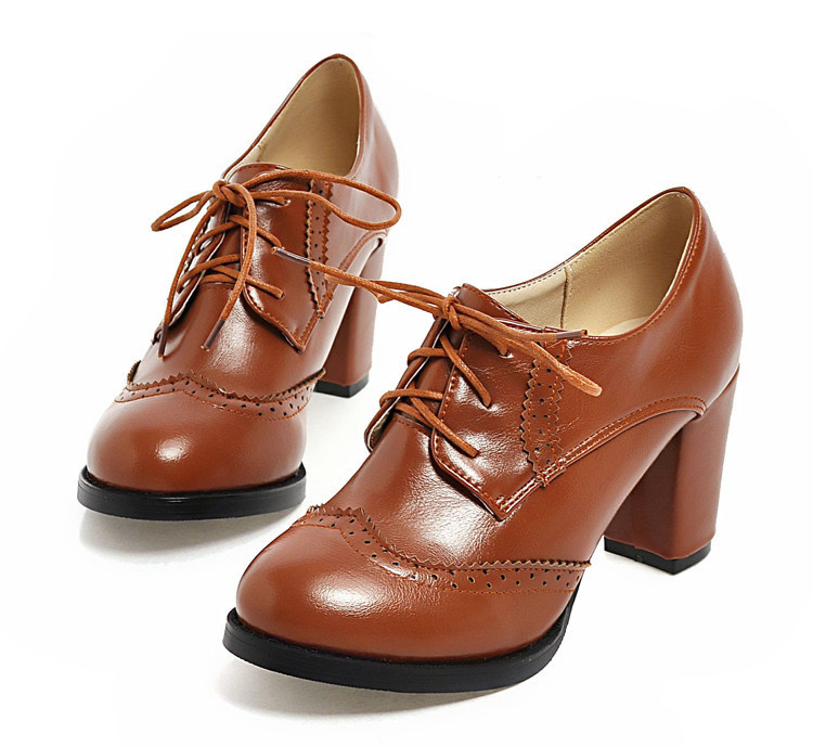 Lace-up Chunky Oxford Pumps Women Shoes