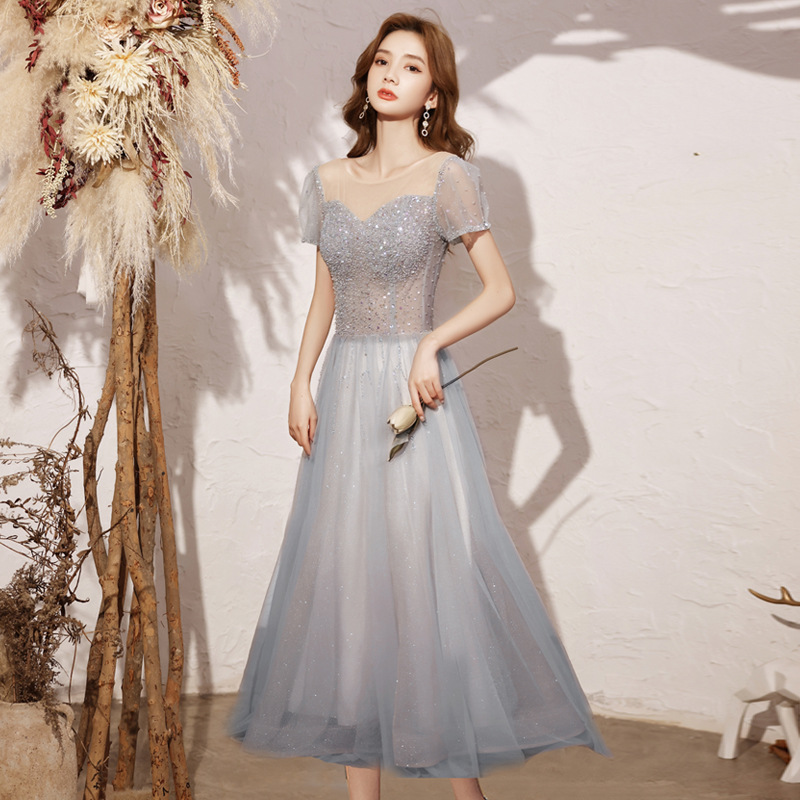 Grey Special Occasion Dresses Beaded Long Evening Gowns Asian on Luulla