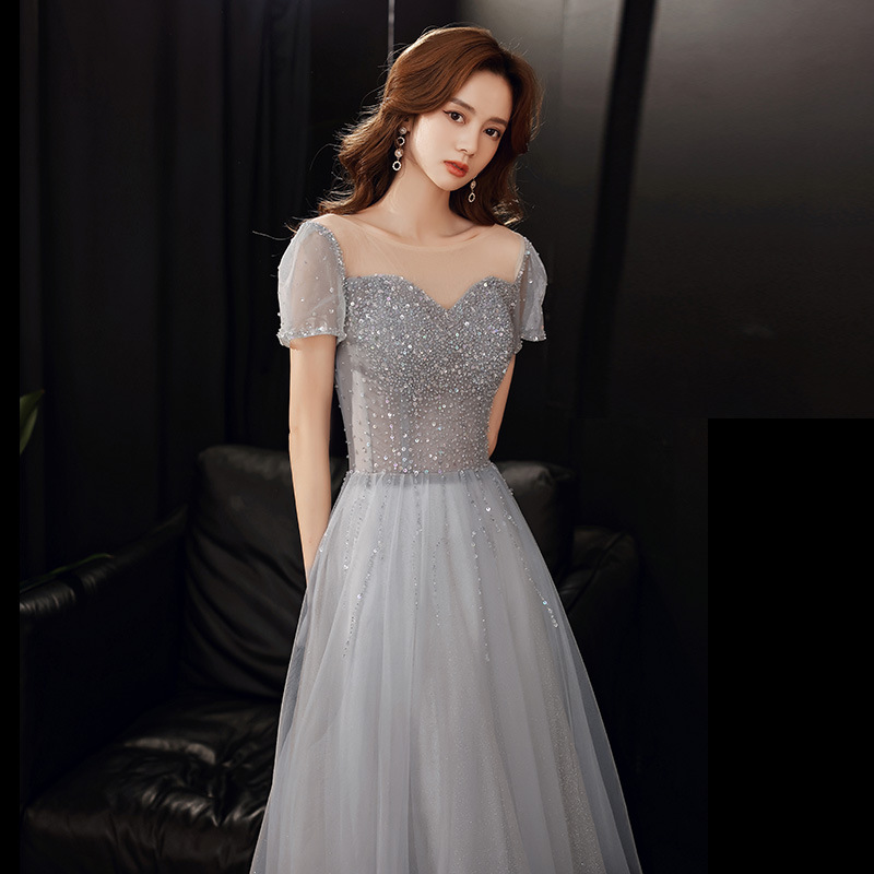 Grey Special Occasion Dresses Beaded Long Evening Gowns Asian on Luulla