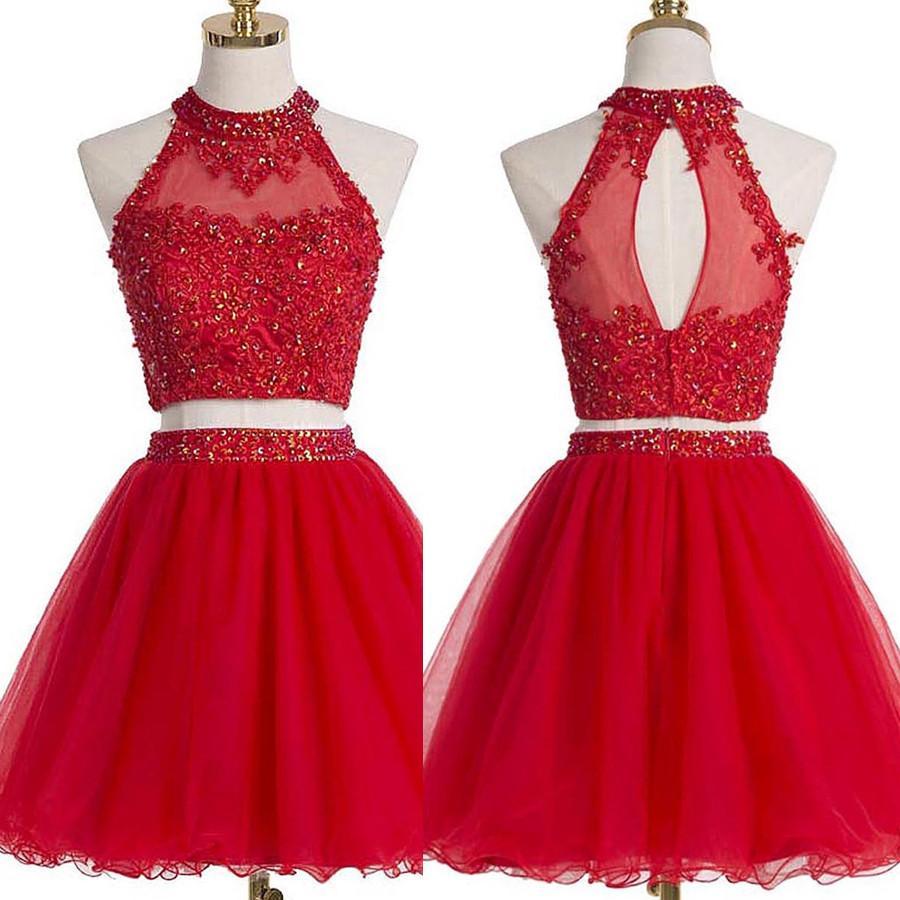 2 Piece Red Graduation Dress